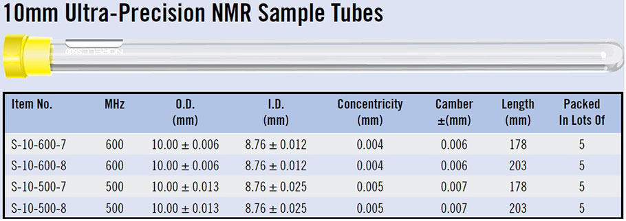 10mm Ultra Precision NMR Sample Tubes